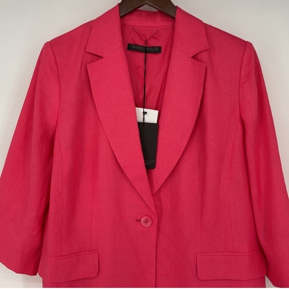 Marina Rinaldi Caterina Linen Blazer Suit 3/4 Sleeve Half Lined Hot Pink Altered - Picture 2 of 6